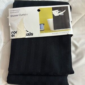 NEW Room Essentials Black Herringbone Shower Curtain 72 X 72